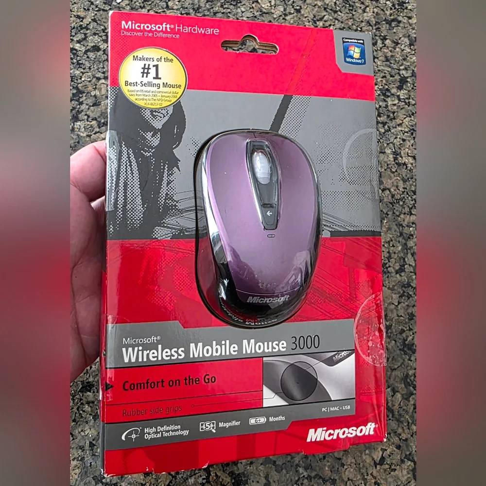 Microsoft Hardware Wireless Mouse 3000 Magenta Windows NEW In Box Sealed Rare